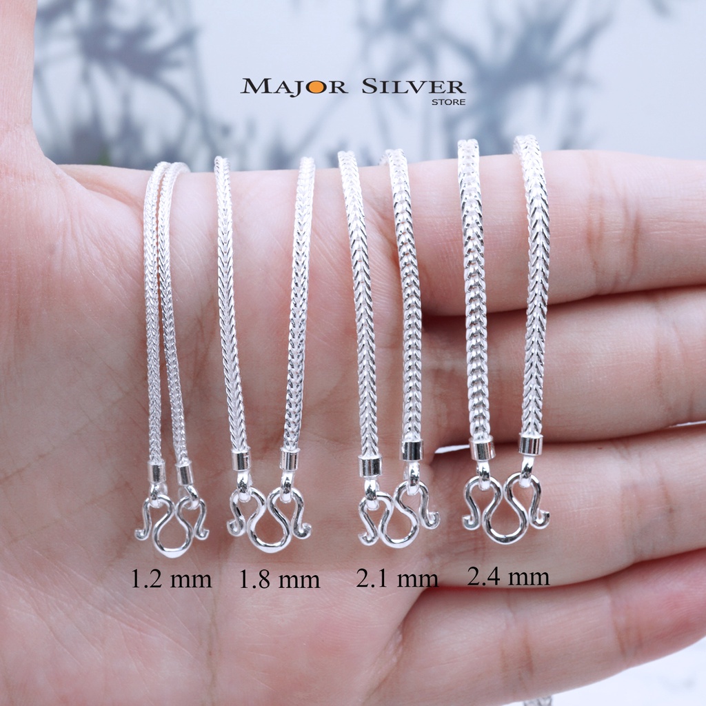 สร้อยคอเงินแท้92.5% ลายสี่เสาสี่เหลี่ยม ยาว14 ถึง 30 นิ้ว ตะขอตัวเอ็ม : สร้อยคอ ชุดสี่เสาสี่เหลี่ยม