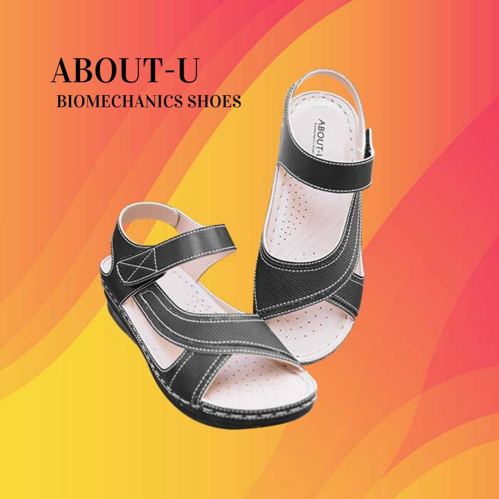 ABOUT-U รองเท้าเพื่อสุขภาพผู้หญิง รัดส้น ใส่สบาย น้ำหนักเบา เย็บรอบ ใช้ทน กันน้ำ กันลื่น รุ่นรัดส้น