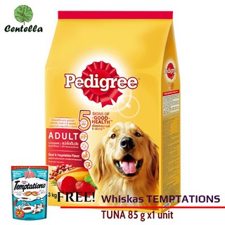 PEDIGREE DOGFOOD BEEF+VEG 3KG.*1 Free Whiskas TEMPTATIONS TUNA 85 g x1 unit