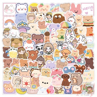 100Pcs/Set ❉ Q Kawaii Bear Series 02 Rainbow Bear สติ๊กเกอร์ ❉ DIY Fashion Waterproof Mixed Doodle Decals สติ๊กเกอร์