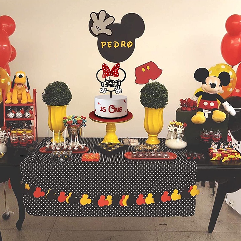 ท็อปเปอร์อะคริลิค รูปมิกกี้ มินนี่ มิกกี้ เมาส์ ประดับโบว์ สําหรับตกแต่งเค้กวันเกิดเด็ก - รูปที่ 2