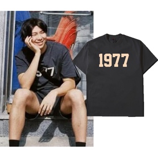 เสื้อเชิ้ตแขนสั้น พิมพ์ลาย Bts RM 1977 สีครีม