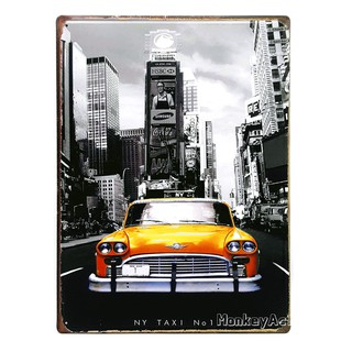 ป้ายสังกะสีวินเทจ New York Taxi No.1 (ปั๊มนูน), ขนาด 30x40 ซม