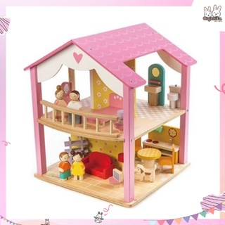 บ้านของเล่นสีชมพูพร้อมตุ๊กตาครอบครัวรุ่น Pink Leaf House แบรนด์ Tender Leaf Toys