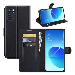 เคสโทรศัพท์ OPPO Reno6 Z 5G Reno 6 Pro 6Z 5 Pro 4 Pro 4Z Phone Case Wallet Flip Case Litchi Grain PU Leather Scratch Resistant Stand Holder Cover Casing Reno5 Reno4 Pro Reno6Z Reno4Z