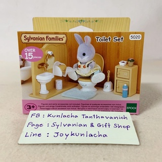 🏠 เฟอร์นิเจอร์ห้องน้ำบ้านตุ๊กตา พร้อมตู้เก็บของ ซิลวาเนียนแท้ Toilet Set : Sylvanian Families Bathroom Bath บ้านกระต่าย