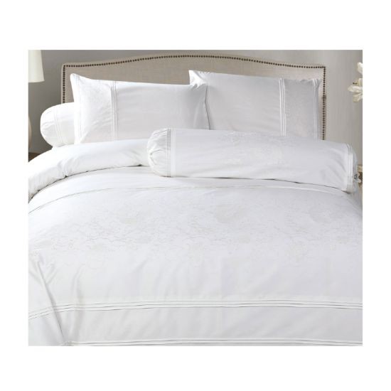 MURANO ชุดผ้าปูที่นอนและปลอกผ้านวม รุ่น Y14017-Q ควีนไซส์ ขนาด 5 ฟุต (ชุด 6 ชิ้น) สีขาว ชุดเครื่องนอน