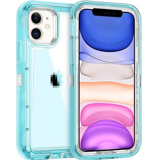 เคสโทรศัพท์มือถือ PC TPU แข็ง แบบใส กันกระแทก 360 องศา สําหรับ iPhone 12 13 Pro Max 13 Mini Armor Casing iPhone 11 Pro Max XR XS Max X 8 7 6 6S Plus SE 2020 iPhone12