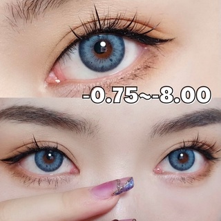 {เกรด -0.75~-8.00} Uyaai คอนแทคเลนส์ สีฟ้า 1 ด้าน 14.2 มม.