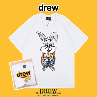 Drew House เสื้อยืดลําลองสําหรับผู้ชายผู้หญิงผ้าฝ้ายแขนสั้นคอกลมพิมพ์ลายการ์ตูน Justin Bieber ทรงหลวม