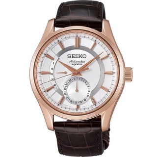 SEIKO Presage Automatic Mens Watch สี Rose Gold/สีขาว สายหนังแท้ รุ่น SARW004