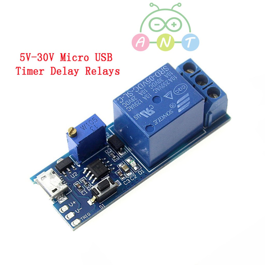 พร้อมส่ง- 0-24 Sec 5V-30V Micro USB time delay relay control module