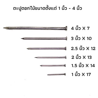 ตะปูตอกไม้ขนาดตั้งแต่ 1 นิ้ว - 4 นิ้ว แพ็ค 1 กิโลกรัม