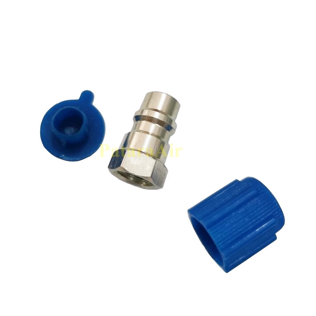 ข้อต่อเติมน้ำยาแอร์ เมีย R12 x ผู้ R134a Low Side (เสื้อศร+ไส้ลูกศร+ฝาปิด) เซอร์วิสวาล์ว หัวเติมน้ำยา Lo R-12 1/4 นิ้ว