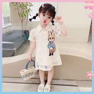 Girls dress 2022 summer new childrens clothing childrens top embroidered lace skirt babys summer clothing