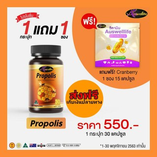 🔥ส่งฟรี 1แถมอีก1แถมcranberry15แคปซูล🔥AuswellLife Propolis กระตุ้นภูมิต้านทานในร่างกาย ฆ่าเชื้อจุลินทรีย์ที่เป็นอันตราย