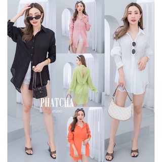 ❌ทักแชทถามก่อนซื้อ❌เสื้อเชิ้ตหน้าสั้นหลังยาวโชว์หลัง