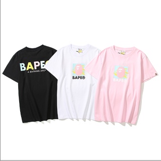 Bape เสื้อยืดแขนสั้น ผ้าฝ้าย พิมพ์ลาย แฟชั่นสําหรับผู้ชาย และผู้หญิง