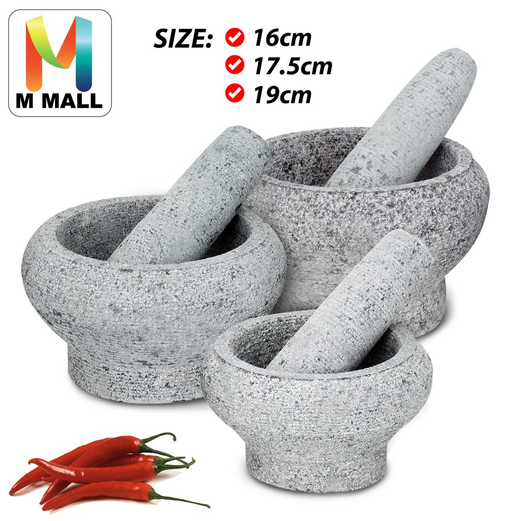 M MALL STONE MOTAR AND PESTLE / Lesung Batu (16ซม./17.5ซม./19ซม.)