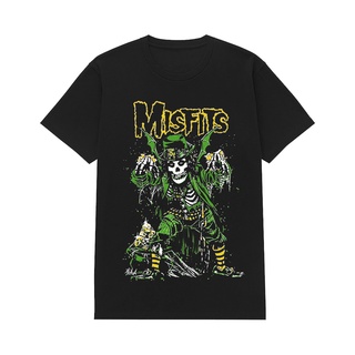 เสื้อยืดผ้าฝ้ายเสื้อยืด พิมพ์ลายวงร็อคเกอร์สตาร์ Misfits Fiendish LeprechaunL XL  XXL 3XL