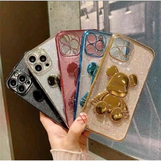 เคสหมีเงา+กระดาษเพชร ไอโฟน 14Pro max , 14Pro , 14Plus , 14 , X , 7Plus , 8Plus , 7 , 8 , SE , 6Plus , 6