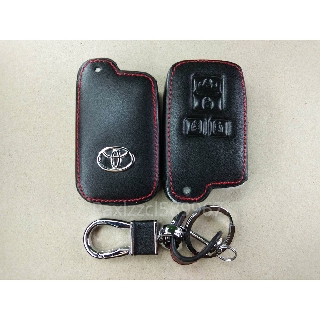 ซองหนังแท้ รีโมทรถ sienta vellfire alphard / smart key 4 ปุ่ม โลโก้เหล็กเงิน(พร้อมส่ง)