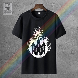 [S-5XL] เสื้อยืด พิมพ์ลาย Burning Church Satanic Occult Luciferian S 6 t 3t สไตล์คลาสสิก ไม่ซ้ําใคร สําหรับผู้ชาย 512689