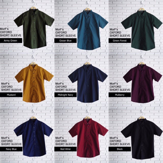 Oxford Short Sleeve เสื้อเชิ้ต คอปก แขนสั้น โทน สีเข้ม