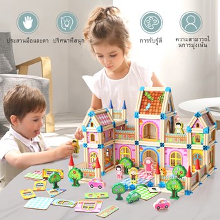บล๊อคก่อสร้างไม้ประกอบหน่วยการสร้าง 268 ชิ้นผู้สร้างต้นแบบ, สามารถประกอบเป็น 20+ แบบที่แตกต่างกัน