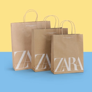 Zara ถุงกระดาษคราฟท์ เชือกเส้นเล็ก สําหรับใส่ของขวัญ