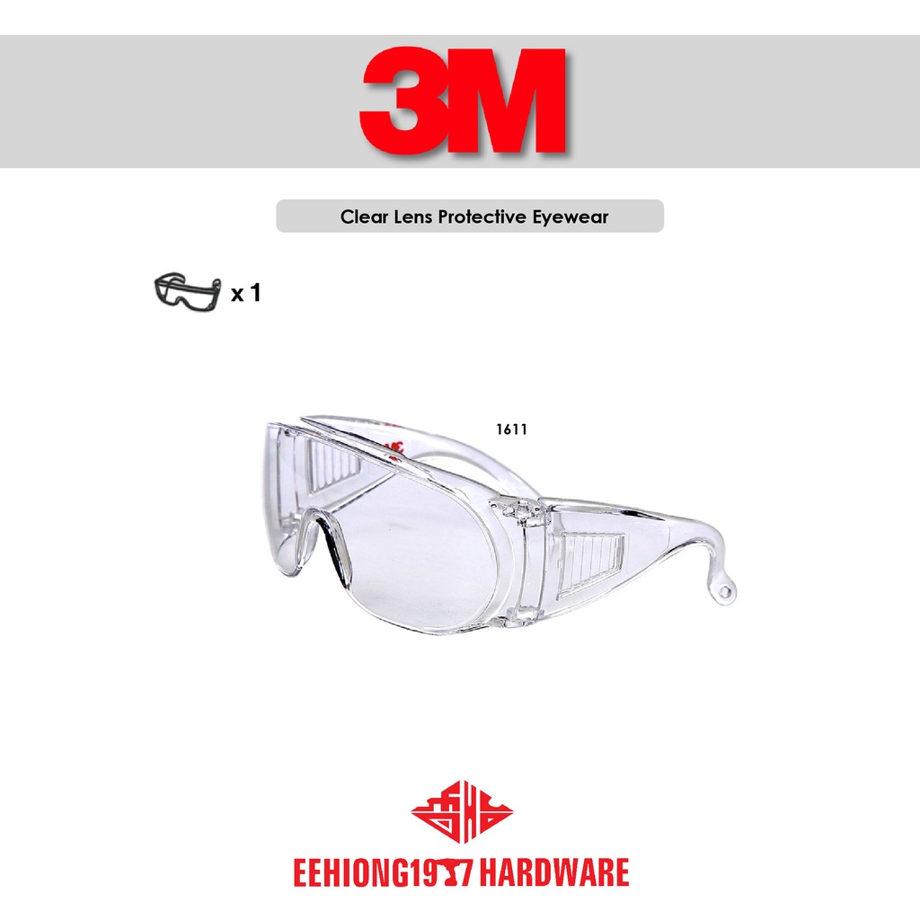 3M Visitor Overspectacles 3M1611 3m 1611 เลนส์ใสกรอบแว่นตาป้องกัน
