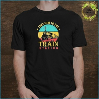 เสื้อยืดโอเวอร์ไซส์เสื้อยืด พิมพ์ลาย Take Him To The Train Station สไตล์ตลก สําหรับผู้ชาย และผู้หญิงS-4XL