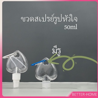 ขวดสเปรย์รูปหัวใจ พร้อมตะขอเกียว สะดวกพกพา  Heart shaped spray bottle