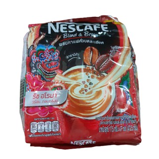 ์Nescafe เนสกาแฟ ริช อโรมา กาแฟปรุงสำเร็จ ผสมกาแฟคั่วบดละเอียด อาราบิก้า และโรบัสต้า ( 17.5 x 27ซอง )