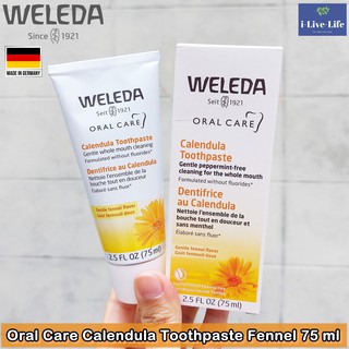 80% OFF ราคา Sale!!! EXP: 08/2022 ยาสีฟัน สารสกัดจากดอกดาวเรือง Oral Care Calendula Toothpaste Fennel 75 ml - Weleda