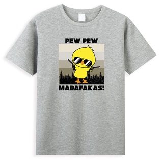 ราคาต่ำสุด!!  สั่ง เสื้อยืดลําลอง ผ้าฝ้าย 100% แขนสั้น คอกลม พิมพ์ลายไก่สีเหลือง Pew Madafakas แฟชั่นสําหรับผู้ชายS-3XL