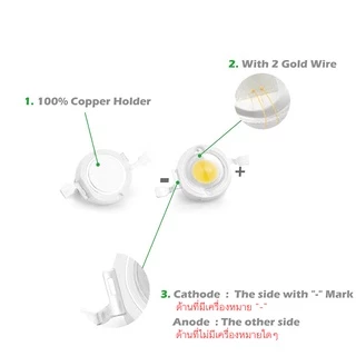 LED 1W 3W COB Lamp Chip 3.2-3.6V Input 100-220LM Mini Bulb Diode with PCB heat sink 20mm aluminium base ระบายความร้อน