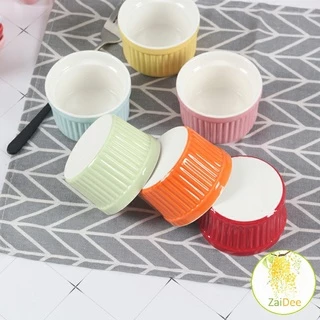 ถ้วยพุดดิ้ง สีสันแคนดี้ ชามเซรามิค ทนต่ออุณหภูมิสูง ชามไข่นึ่ง ถ้วยซุป Baking mold