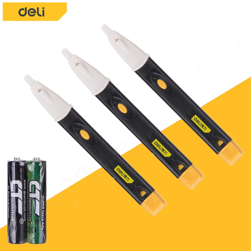 Deli ปากกาวัดไฟ ปากกาเช็คไฟ ปากกาทดสอบไฟฟ้า 1000V แบบไม่สัมผัส Non-Contact มีเสียงแจ้งเตือน(ปากกาวัดไฟ) Voltage Tester