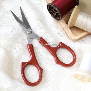 กรรไกรสแตนเลส ปลายงอนโค้ง ด้ามพลาสติก สำหรับงานผ้าและงานฝีมือ (รหัส Scissors0003)