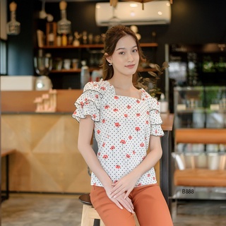 AMILA Blouse AM-B888 โคโม่ชีราเม้นท์ แขนสั้น IGPU22-4