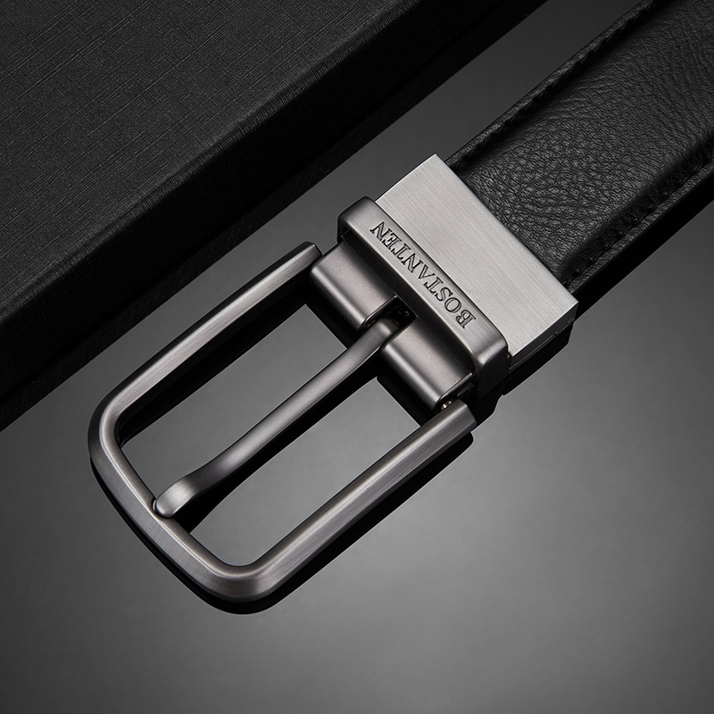 BOSTANTEN เข็มขัดผู้ชาย เข็มขัดหนังวัวแท้ ย้อนยุค ลำลอง ทนทาน สไตล์ธุรกิจ - 6