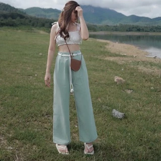 กางเกงมินิมอล(LN)(กางเกง+เข็มขัด) LINENPANTS (ถ่ายจากสินค้าจริง) (โรงงานผ้าที่ไทยร้านผลิตเอง)