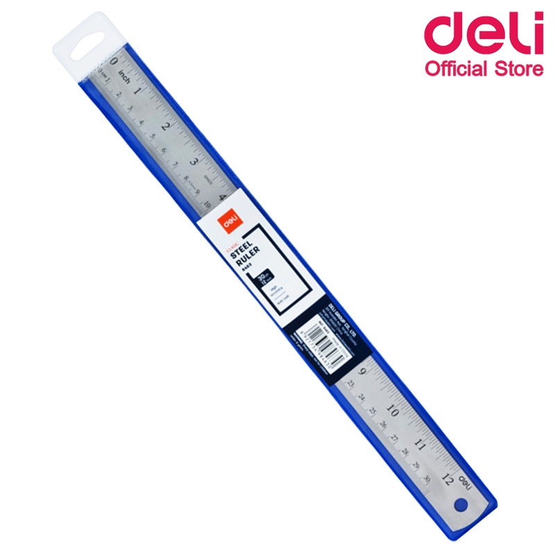 ไม้บรรทัดฟุตเหล็ก ยาว 30 CM (12นิ้ว) Deli ไม้บรรทัด ไม้บรรทัดเหล็ก Rulers ทนทานต่อการใช้งาน เครื่องเขียน อุปกรณ์การเรียน