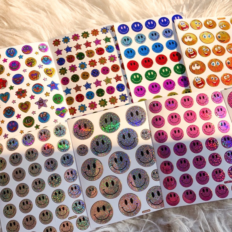 สติ๊กเกอร์ 90s สติ๊กเกอร์ขอบทอง ลายหน้ายิ้ม *อ่านรายละเอียดก่อนสั่ง*