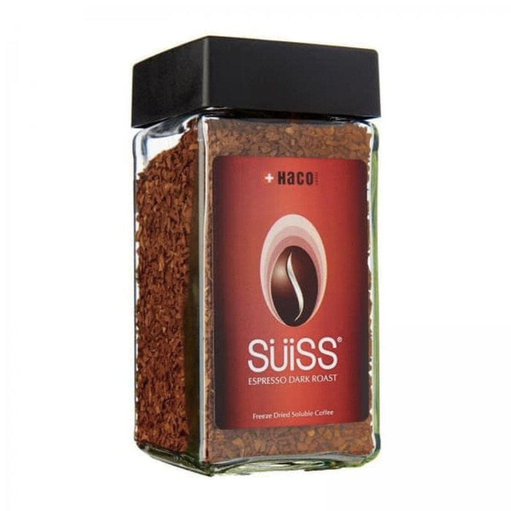 HACO Suiss Espresso Dark Roast Freeze Dried Instant Coffee (Switzerland Imported) 100g. กาแฟสำเร็จรู