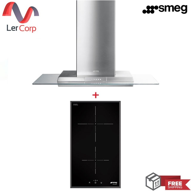 (Smeg) เครื่องดูดควันติดผนัง รุ่น KSEV97X2 + เตาอินดักชั่น 2 หัว รุ่น SI5322B