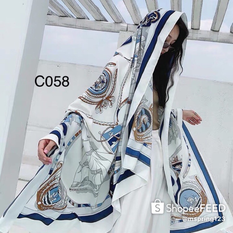 ผ้าคลุมไหล่ ผ้าพันคอ สไตล์โบฮีเมียน #ผ้าหนา กันแดด กันลมC40-55