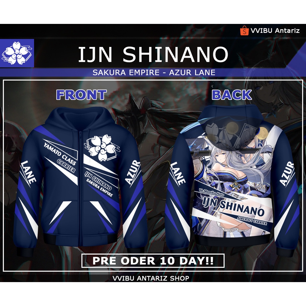 เสื้อแจ็คเก็ตมีฮู้ด Azur Lane IJN Shinano Anime Fullprint