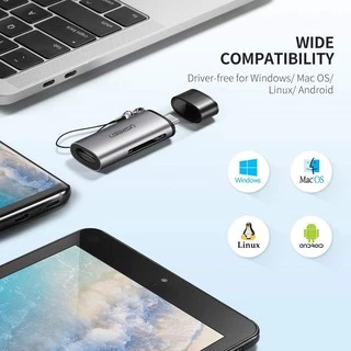 UGREEN เครื่องอ่านการ์ด Card Reader 50704 รุ่น P30 S10 Note 10 SD TF OTG Type C for PC/Mobile